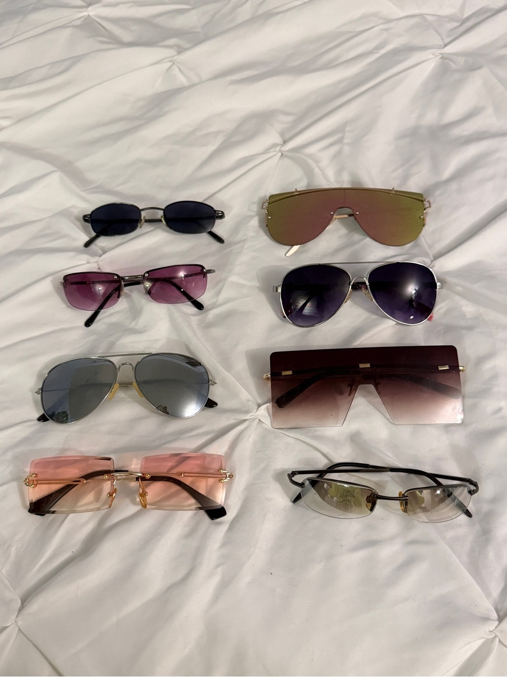All glassesAssorted unisex Fashion Sunglasses Pink Purple Blue Gold Silver Brown